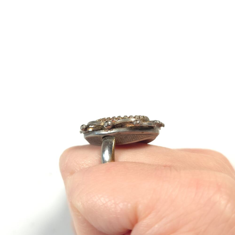Vintage Unsigned Silver Tone Chunky Ring Statemen… - image 4